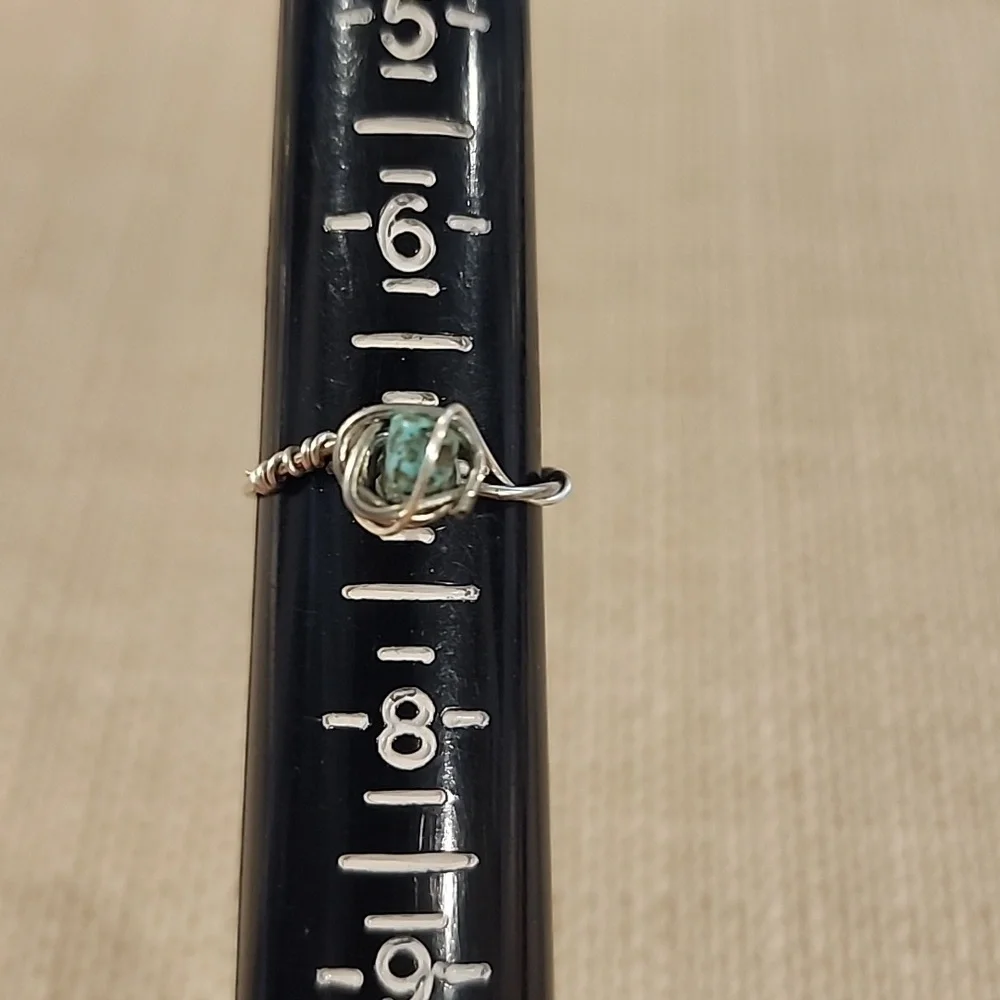 Silver Wire Wrapped Ring with turquoise.